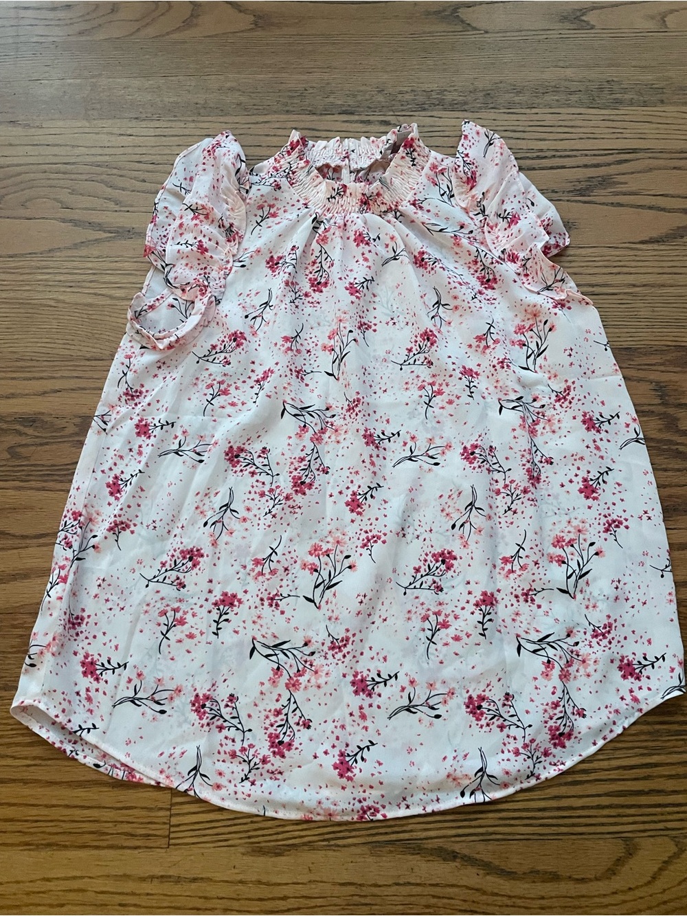 LOFT Floral high neck Top - White & Pink, NWT